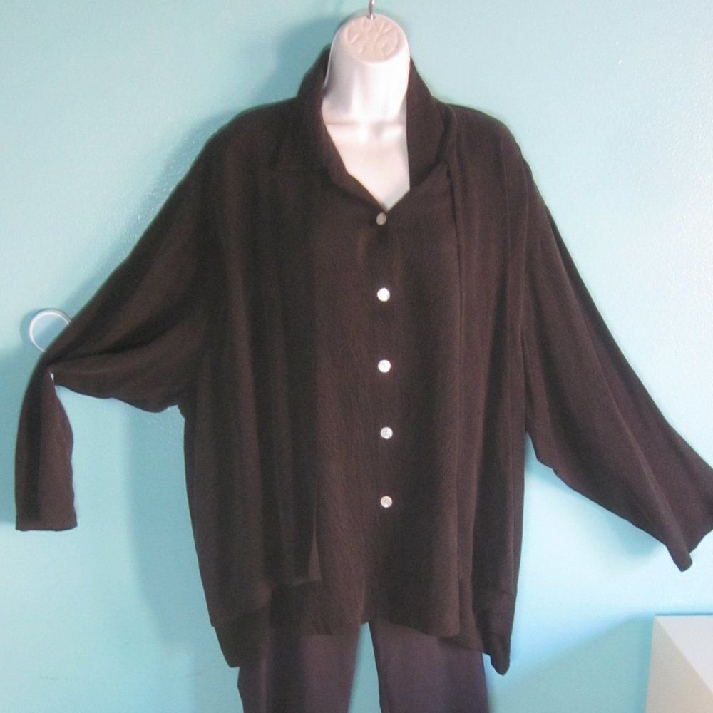 Christopher Calvin Woman Size 2X Dark Gray Textured Lightweight Button Up Jacket